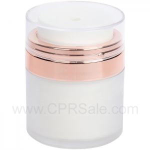 Airless Jar, Frosted Cap, Shiny Rose Gold Collar, PP Inner Cup w/Frosted Outer, 30 mL - Texas